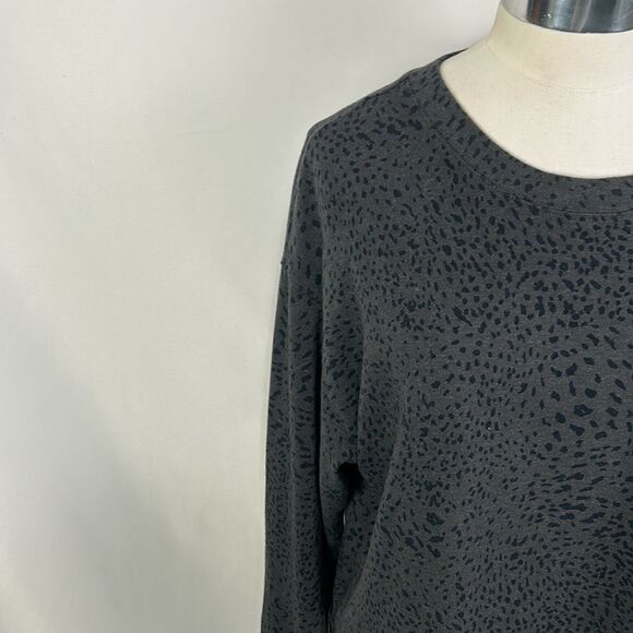 Monrow Gray Crop Animal Print Monrow Sweatshirt - Picture 3 of 7